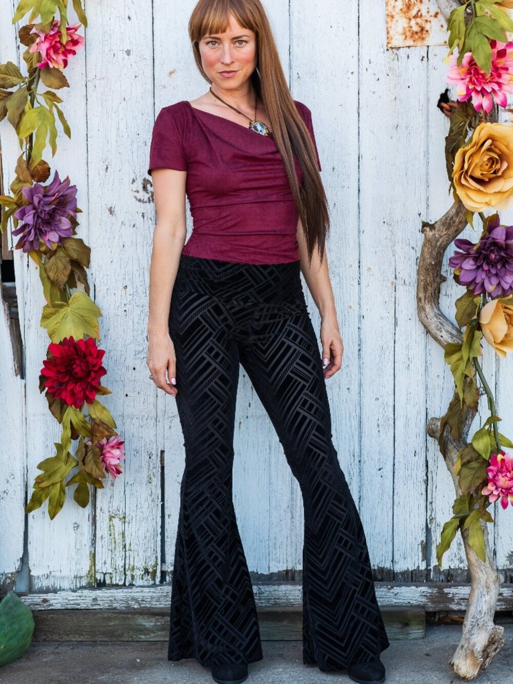 Silver Chevron Burnout Bell Bottoms - Warrior Within Designs